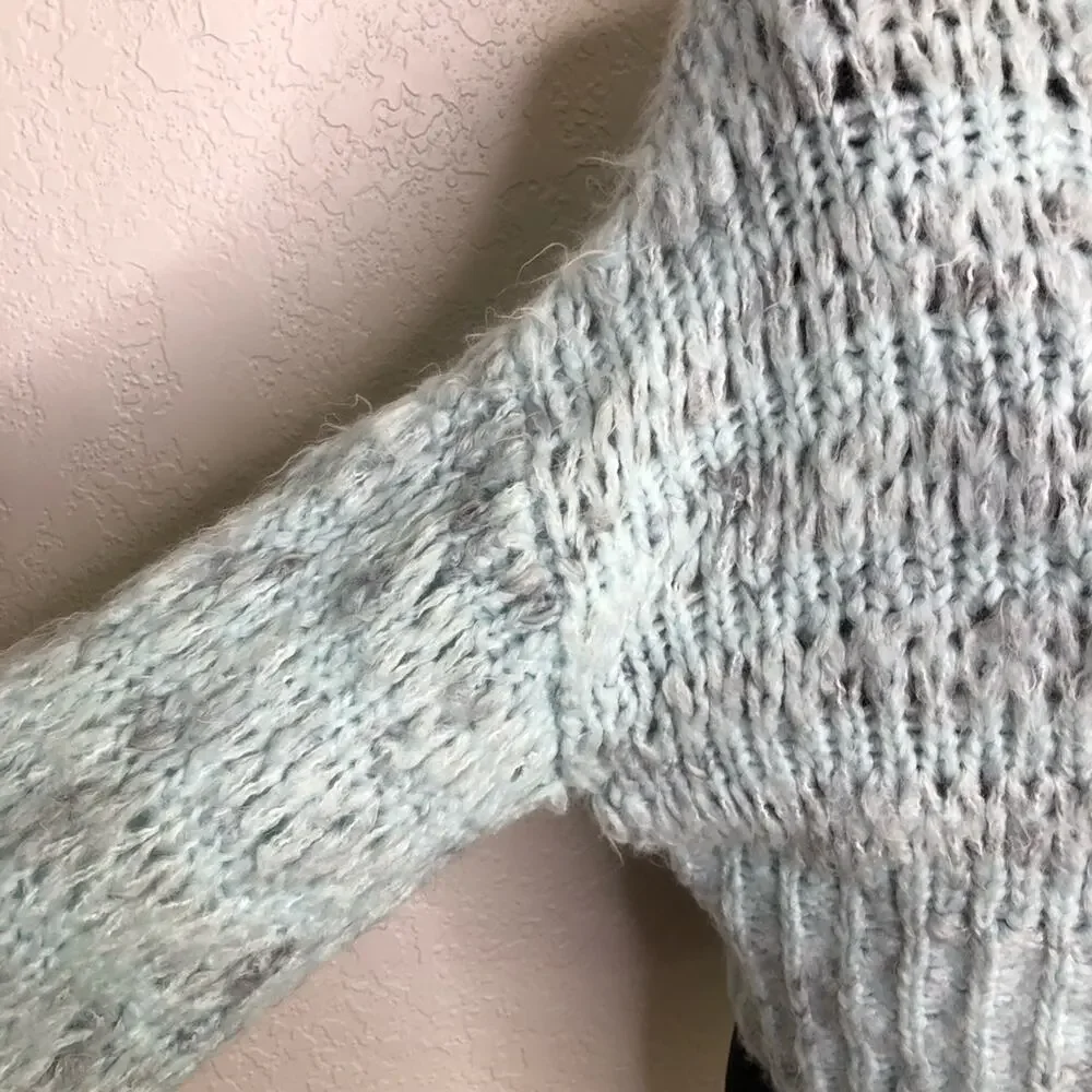 Urban Outfitters light blue semi open knit mock turtleneck sweater size Medium